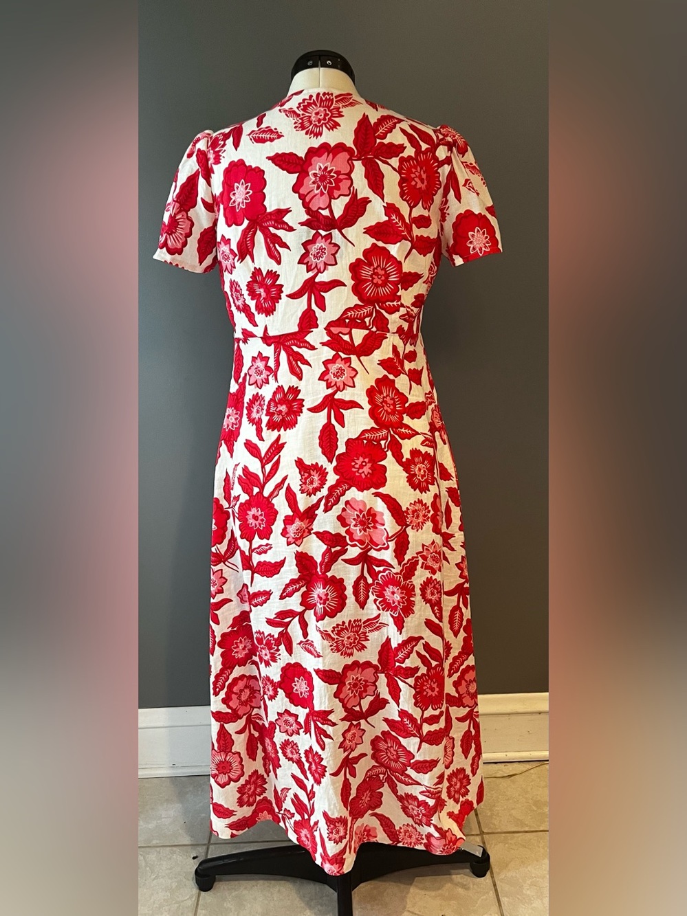 Boden Red and White Floral Midi Dress - Picture 2 of 6